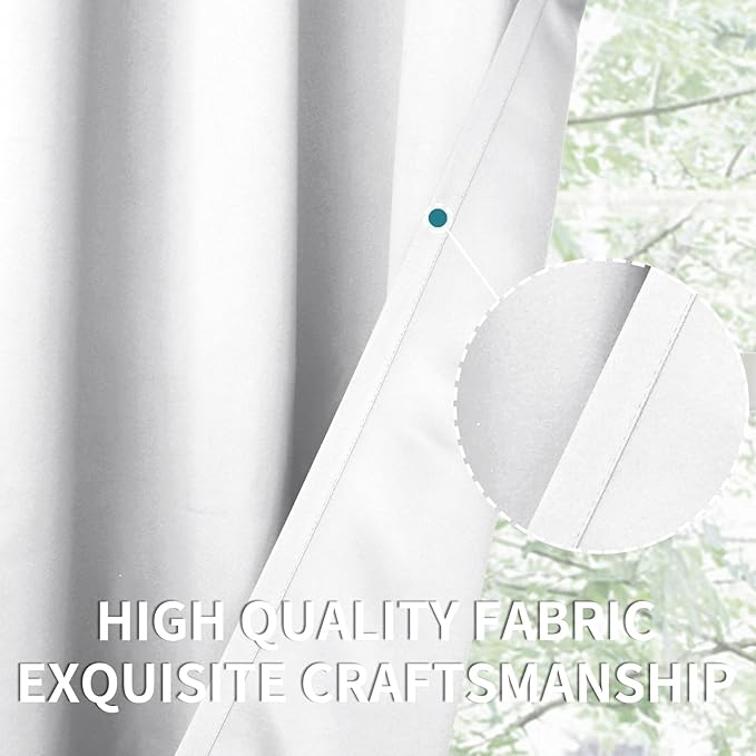 BGment Room Darkening Curtains 45 Inches Long - Grommet Thermal Insulated Drapes Window Treatment Curtains for Bedroom, 2 Panels, 52 x 45 Inch, Pure White