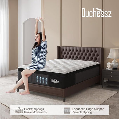 Twin Mattress, 10 Inch Hybrid Mattresses Eurotop with Gel Memory Foam,Motion Isolation Individually Wrapped Pocket Coils Breathable Comfort Soft Pressure Relief