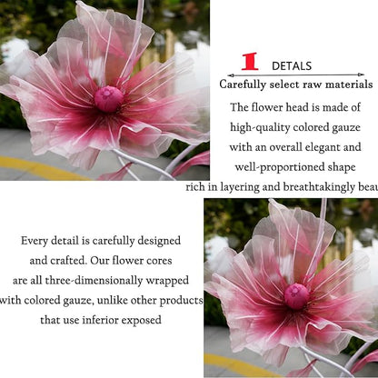 Giant Flowers for Decoration,66.9" Tall Floor Standing Life Size Silk Flower Decor - 3 Large Artificial Flowers with Stand for Wedding Reception, Party Banquet Background, Home Decor