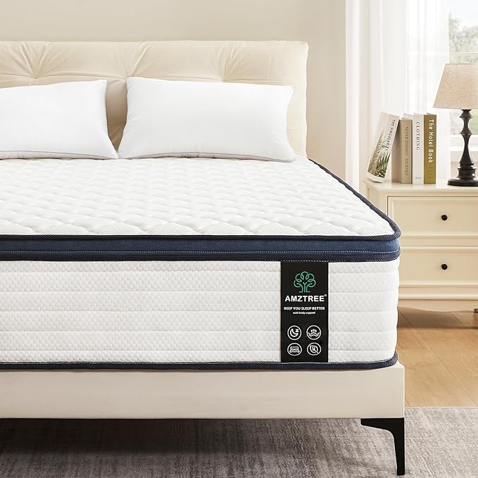 Queen Size Mattresses in a Box 10 Inch - Memory Foam & Pocket Coils Springs, Pressure Relief, Motion Isolation, Breathable Comfort, Medium Firm, CertiPUR-US Certified, Ideal for All Sleepers
