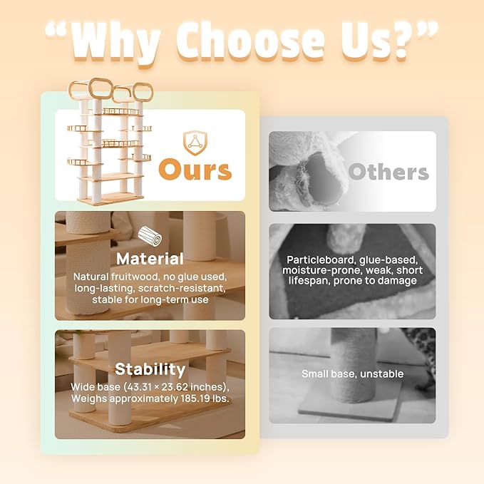 77'' Large Modern cat Tree, Multi-Level Tall Solid Cat Tower, Cat Furniture for Indoor Cats, Huge Cat Condo for Multi-Cat Families-Mewly Pet