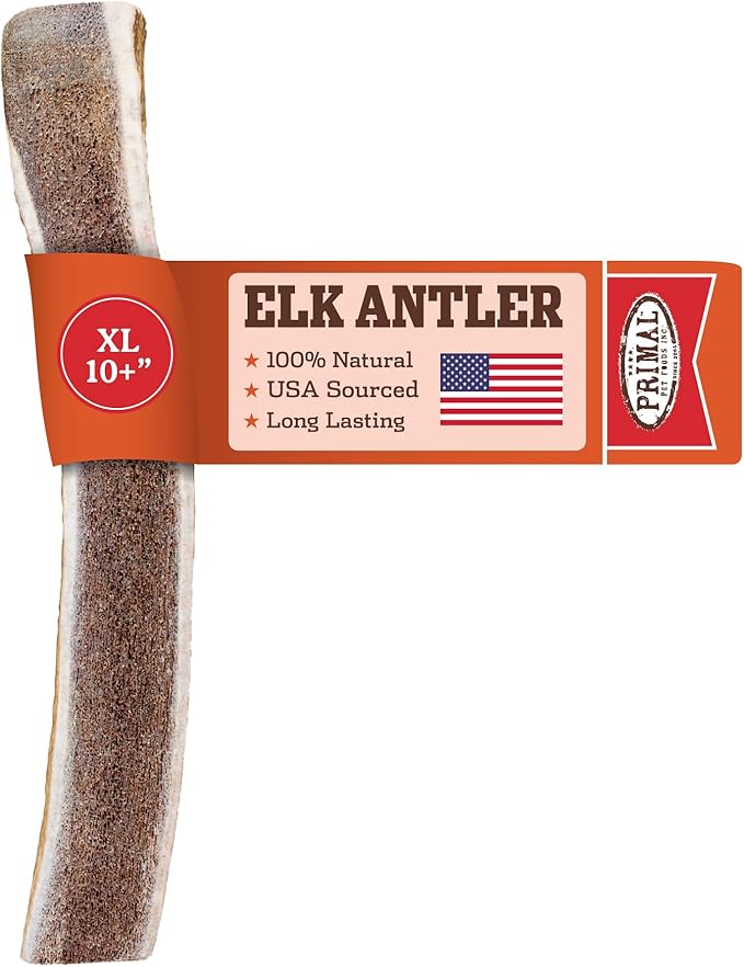Primal Antlers for Dogs, Grade A Split Elk Antlers for Large Canines 45-60 lb, Natural Chews for Aggressive Chewers, Naturally Shed, Long Lasting Dog Bones, 1 ct-Mewly Pet