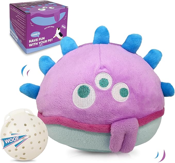Petbobi Interactive Dog Toys for Boredom - Moving Dog Toy for Stimulating Play, Pet Plush Squeaky Ball for Small Medium Breeds with 4 Batteries, Jolly Jelly Bobby-Mewly Pet