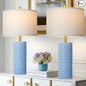 27" Blue Ceramic Lamps Set of 2, Coastal Ceramic Table Lamps for Living Room with Rotary Switch, Classic Bedside Lamp for Nightstand, Tall Lamps for Bedroom Side End Table Home Decor