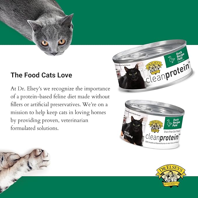Dr. Elsey's cleanprotein Duck Recipe Wet Cat Food Case of 24, 2.75 oz Canned Food-Mewly Pet