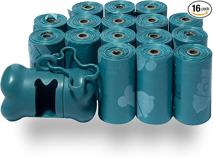 Best Pet Supplies Dog Poop Bags (240 Bags) for Waste Refuse Cleanup, Doggy Roll Replacements for Outdoor Puppy Walking and Travel, Leak Proof and Tear Resistant, Thick Plastic - Turquoise-Mewly Pet
