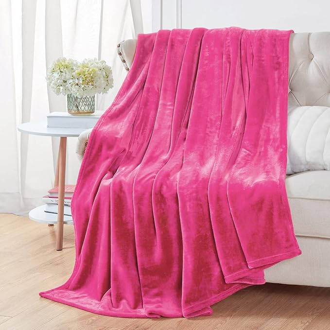 Walensee Fleece Blanket Plush Throw Fuzzy Lightweight (King Size 108x90 Hot Pink) Super Soft Microfiber Flannel Blankets for Couch, Bed, Sofa Ultra Luxurious Warm and Cozy for All Seasons