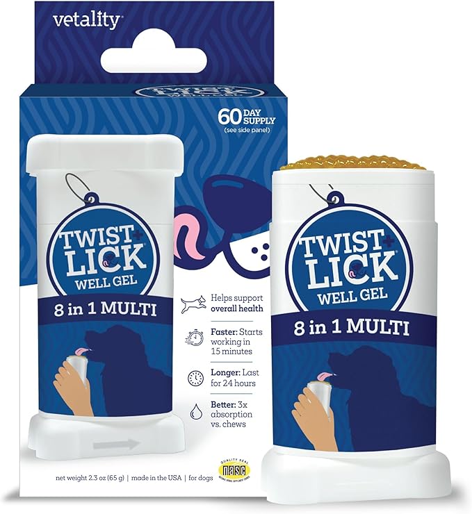 Twist + Lick Well Gel 8 in1 Supplement for Dogs 2.3 oz-Mewly Pet