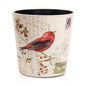 PU Leather Small Trash Can Wastebasket, Round Garbage Container Basket for Bathrooms, Laundry Room, Kitchens, Offices, Kids Rooms, Bedrooms,Dorms,Home Decorative Art Bin, 2.9 Gallon(Bird Design)