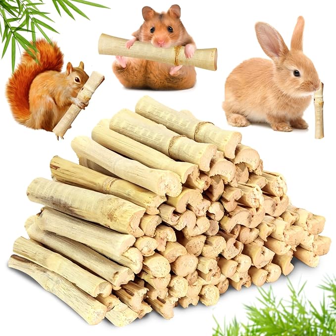 2lb Natural Sweet Bamboo Chew Toys for Small Pets - Organic Molar Sticks with Xylose & Vitamins for Rabbit, Guinea Pig, Hamster - Dental Care & Chewing Entertainment-Mewly Pet
