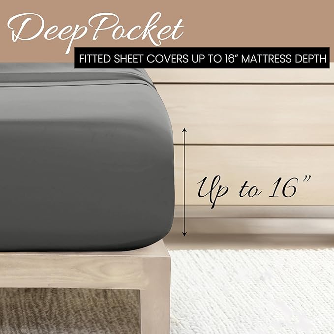 Linen Market Double-Brushed Microfiber Twin Sheet Set 3 Piece – Oeko-TEX Certified Ultra Soft & Wrinkle-Free - 16" Deep Pocket Sheets - Easy Care Twin Size - Gray