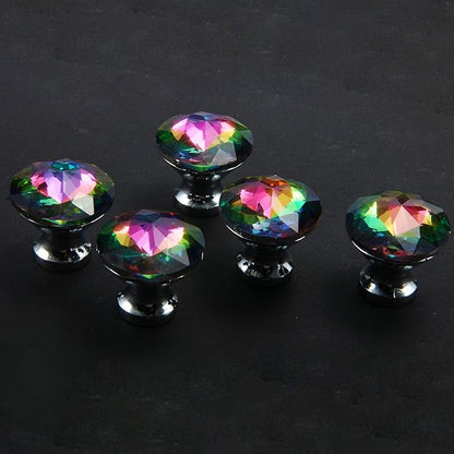 POZEAN Crystal Cabinet Knobs 30Pack, 1.18inch Dresser Knobs for Cabinet, Drawer with Two Different Sizes Screws, Diamond Glass Pulls Handles (30mm, 30Pack, Colorful)