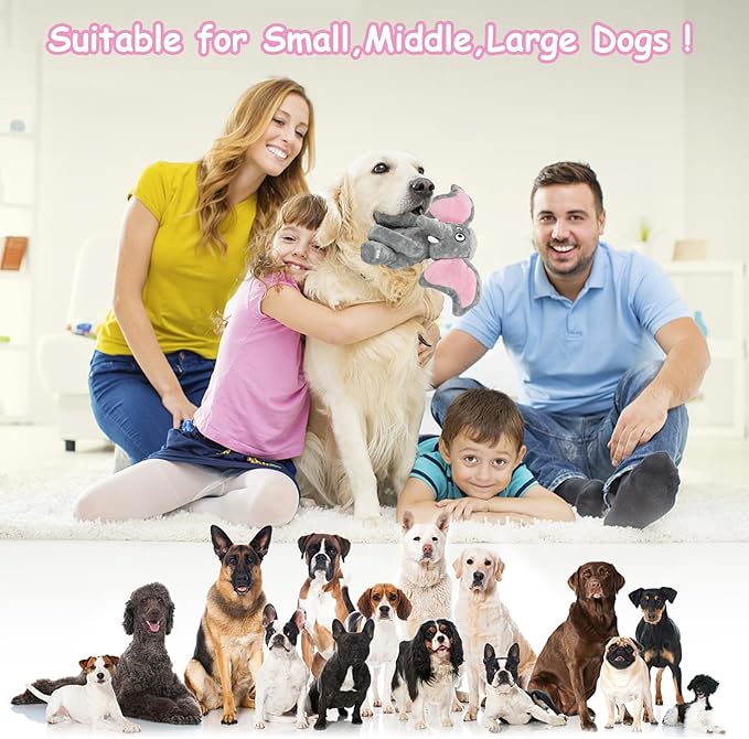 Plush Large Dog Toys with Squeaker and Crinkle Paper, Interactive Puppy Chew and Teeth Cleaning Toy, Pet Toys for Small, Medium and Large Dogs-Mewly Pet