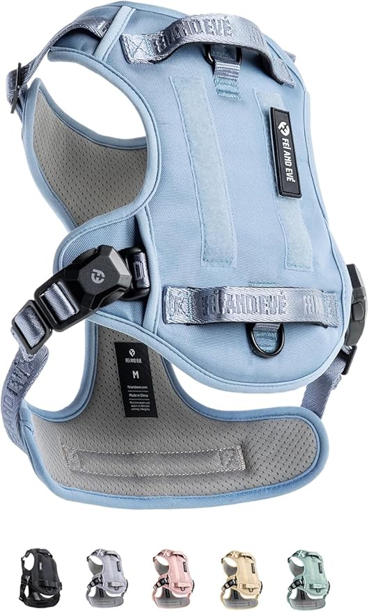 2025 New Edition, Fei & Eve MagEase Dog Harness - 3-Second Magnetic Buckles | 3-Point No-Pull Control | Heavy-Duty 900D Nylon | Dual Safety Handles | Breathable Mesh | Adjustable Fit |Small, Blue-Mewly Pet