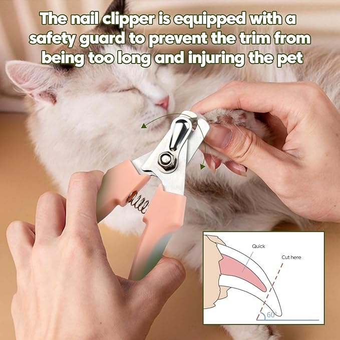 Self-Cleaning Cat Brush with Cat Nail Clipper 2-Pieces Set, Daily Cleaning Grooming Kit for Small and Medium-sized Dogs and Cats, Designed to Remove Shedding Fur and Trim Sharp Claws of Your Pets-Mewly Pet