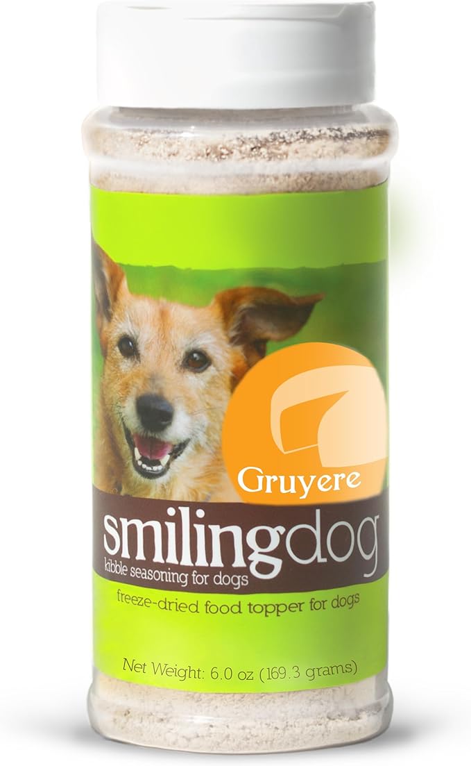 Herbsmith Smiling Dog Kibble Seasoning – Freeze Dried Cheese Food Topper - Gruyere – All Natural, Human-Grade Topper for Dogs - 6 oz-Mewly Pet