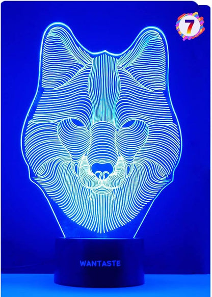 Wolf 3D Decor Lamp with Remote, Toys for Girls Boys Room, 7 Colors Changing Night Light Bedside Gifts for Kids Baby