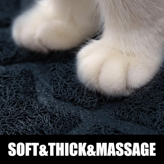 Yimobra Cat Litter Mat, 24"x20" Litter Mat with Litter Lock Mesh, Soft Cat Litter Mat Litter Trapping Mat, Easy to Clean, Non-Slip, Water Resistant, Litter Free Floors, Dark Blue-Mewly Pet