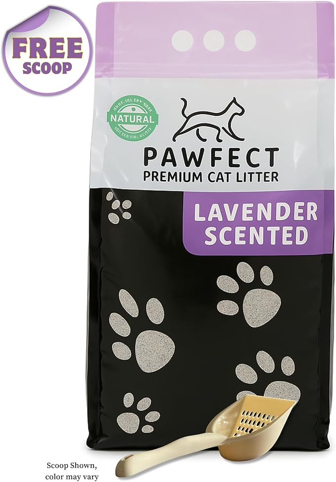 Lavender Scented Cat Litter – 37.8 lb / 20L, Fast Clumping, Natural Odor Absorption, Lightweight Formula, Made with Turkish White Bentonite-Mewly Pet