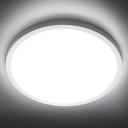 SunRider LED Flush Mount Ceiling Light Fixture, 6000K Cool White, 2400LM, 12 Inch 24W Modern Round Flat Lights, 240W Equiv. Panel Lamp, Non-Dimmable