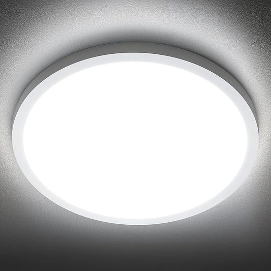 SunRider LED Flush Mount Ceiling Light Fixture, 6000K Cool White, 2400LM, 12 Inch 24W Modern Round Flat Lights, 240W Equiv. Panel Lamp, Non-Dimmable