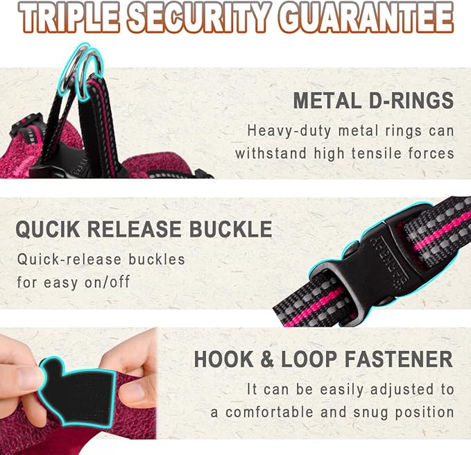 Dog Harness Step in Dog Vest Harness, Reflective Adjustable Puppy No Pull Harness Breathable Soft for Small and Medium Dogs Cats, Pink/Black, S-Mewly Pet