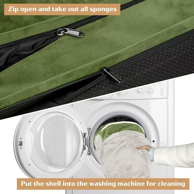 Comfort Expression Orthopedic Dog Beds for Jumbo Breed Large Dogs, Jumbo Dog Beds Waterproof, PV Washable Pet Sofa Couch with Removable Cover & Non-Slip Bottom(Light Green)-Mewly Pet