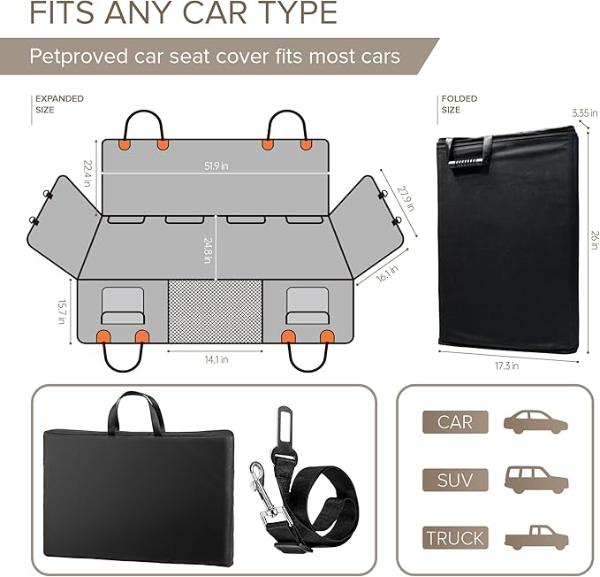 Back Seat Extender for Dogs, Heavy Duty Dog Car Seat Cover for Back Seat and Aggressive Chewer, Large Hard Bottom Car Seat Cover for Dogs, Dog Hammock for Car, Travel Pet Car Bed for Car, SUV, Truck-Mewly Pet