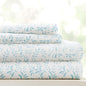 Linen Market 4 Piece King Sheet Set - Breathable, Double-Brushed Patterned Cooling Sheets – Oeko-TEX Certified Ultra Soft & Wrinkle-Free 16" Deep-Pocket King Sheets - Easy Care Burst of Vines Blue