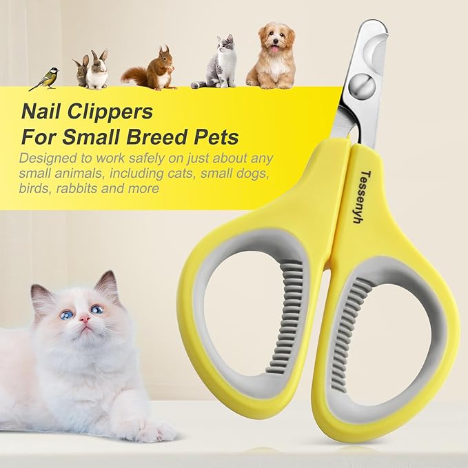 Professional Cat Nail Clipper, Stainless Steel Cat Nail Trimmer for Small Animals, with Sharp Blade and Anti-Slip Handles for Safe and Effective Grooming-Mewly Pet