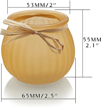 WDHODEC Fall Candle Holders Set of 6, Glass Pumpkin Tealight Votive Candle Holder for Halloween Thanksgiving Table Decoration