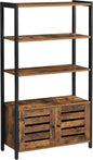 VASAGLE LOWELL Bookshelf, Storage Cabinet with 3 Shelves and 2 Louvered Doors, Industrial Bookcase in Living Room, Study, Bedroom, Multifunctional, Rustic Brown ULSC75BX