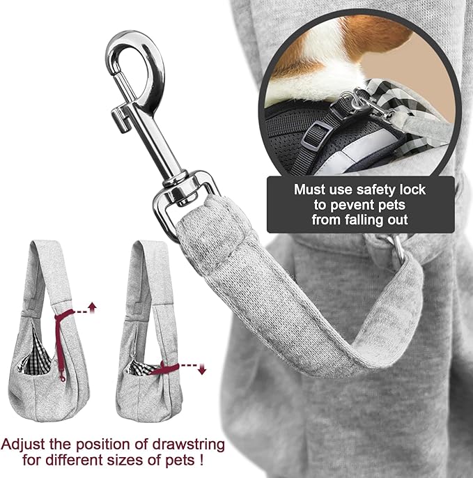 Pet Dog Sling Carrier for 3-10 lbs pet,Dog Purse Pouch,Dog Satchel,Reversible unadjustable Strap Travel Hand-Free Safe Bag Small Puppy Backpack (Grey)-Mewly Pet