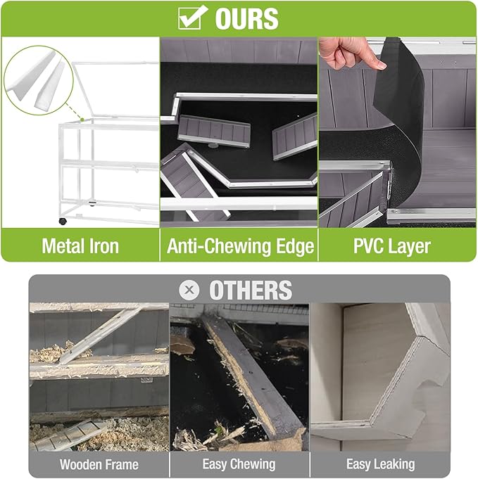 GUTINNEEN Guinea Pig Cages - Metal Iron Frame, Hamster Cage with Chew-Proof Aluminum Edges, Movable Small Animal Hideout with Leak-Proof Tray, White-Mewly Pet