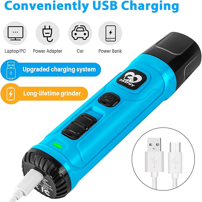 Casfuy Dog Nail Grinder with 2 LED Light - New Version 2-Speed Powerful Electric Pet Nail Trimmer Professional Quiet Painless Paws Grooming & Smoothing for Small Medium Large Dogs(Bright Blue)-Mewly Pet