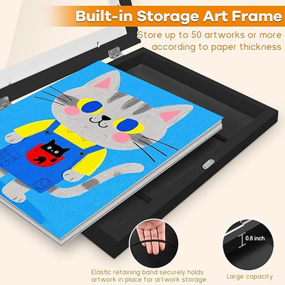 8 Pack Kids Artwork Frames Changeable 8.5 x 11 Inch Children Art Projects Kids Art Frames Front Opening Picture Display Frame, Black