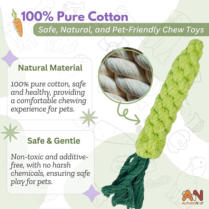 3PCS Green Woven Pet Chew Set, Dog Chew Accessories, Cat Interactive Chews, Safe & Durable Braided Chews for Dogs, Cats & More Pets-Mewly Pet