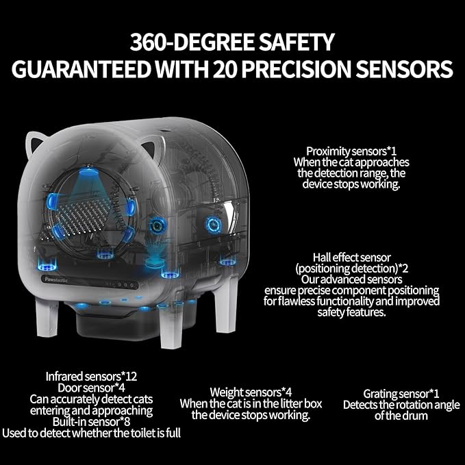 Self Cleaning Litter Box, 68 L Automatic Cat Litter Box for Multiple Cats, Robot with Dual Safety Protection, APP Control, Odor Removal Smart Litter Boxes, 2 Roll Trash Bags-Mewly Pet