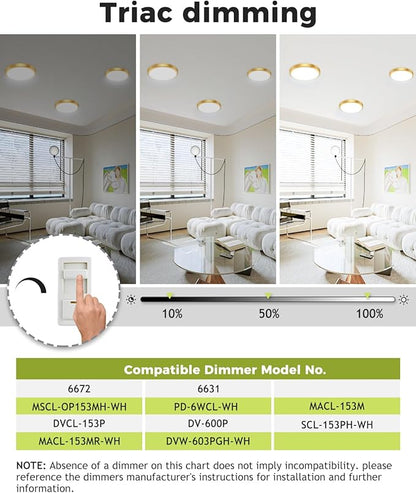 hepside 1Pack Dimmable Flush Mount Ceiling Light Fixture Golden, 3CCT Selectable 3000/4000/6500K Ceiling Lamp, 7.5INCH 15W 1500LM Low Profile Light for Bedroom, Kitchen, Bathroom, Hallway