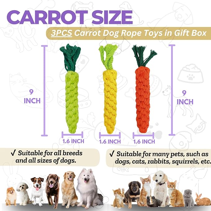 3PCS Mixed Color Woven Pet Rope Toys (Yellow, Green, Orange), Chew Toys for Dogs & Cats, Safe & Durable Braided Rope Toys for Pets-Mewly Pet