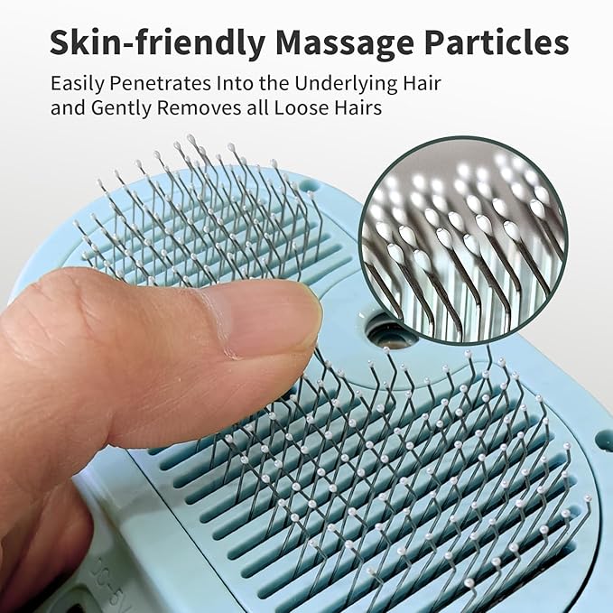 3-in-1 Self-Cleaning Pet Brush for Shedding - Removes Static and Loose Hair from Dogs and Cats (Blue)-Mewly Pet