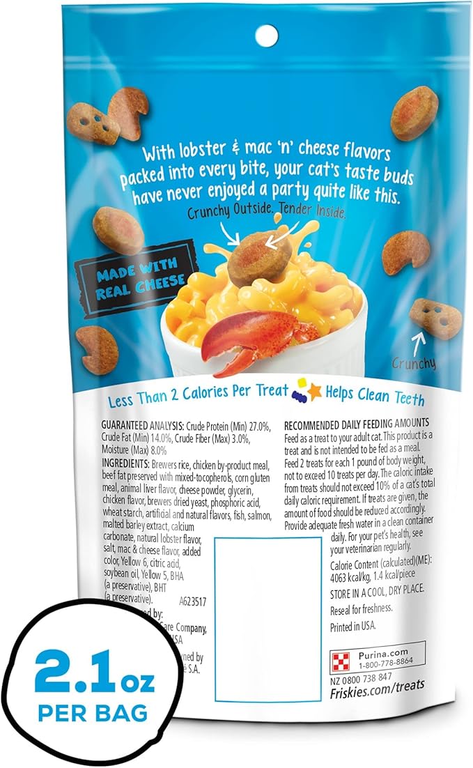 Purina Friskies Party Mix Cat Treats (Lobster & Mac N Cheese, 2.1 Ounce (Pack of 6))-Mewly Pet