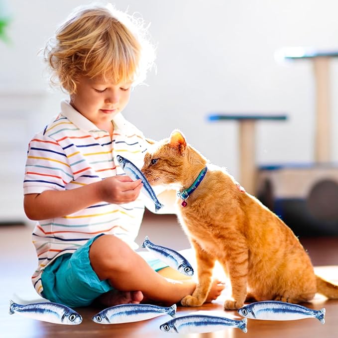 Catnip Saury Fish Toys,6pcs Cat Teething Chew Plush Toys for Pet Cat Lovers Relieve Stress Gifts Teething Chew Indoor Outdoor-Mewly Pet