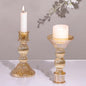 DARJEN 2 Pcs Gold Candlestick Holders - Vertical Stripe Glass Candle Holders for Taper and Votive Candles, Taper Candle Holder for Party, Wedding, Home Table Centerpieces & Gifts