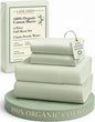 LANE LINEN 100% Organic Cotton Eco Friendly Full Size Sheet & Pillowcase Sets, Fully Elasticized Soft & Comfy Percale Bedding, Naturally Temperature Regulating Cotton Sheets Full- Mineral
