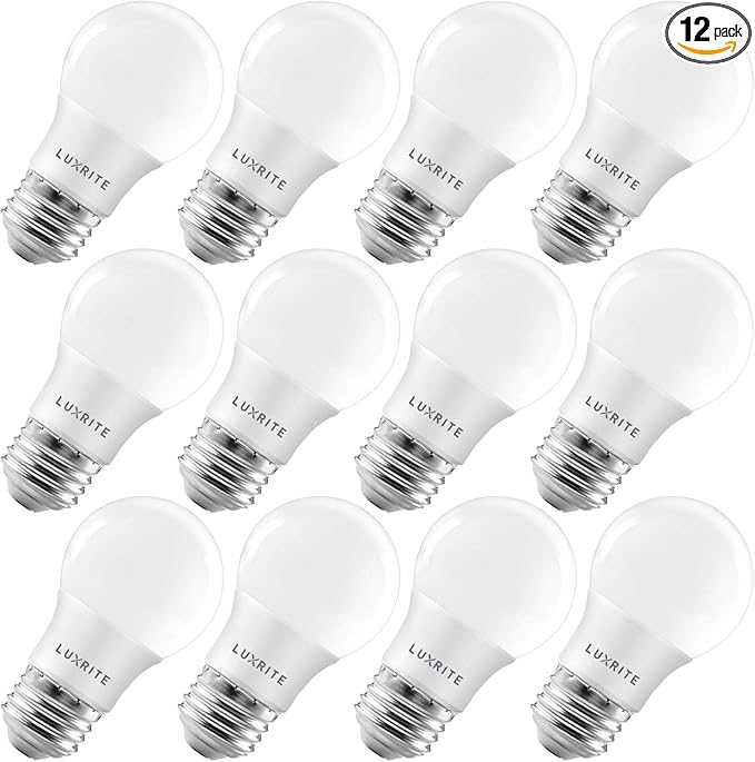 LUXRITE A15 LED Bulb 40W Equivalent, 7W, 2700K (Warm White), 600 Lumens, Enclosed Fixture Rated, Dimmable Ceiling Fan Light Bulbs, E26 Medium Base, UL Listed - Indoor and Outdoor (12 Pack)