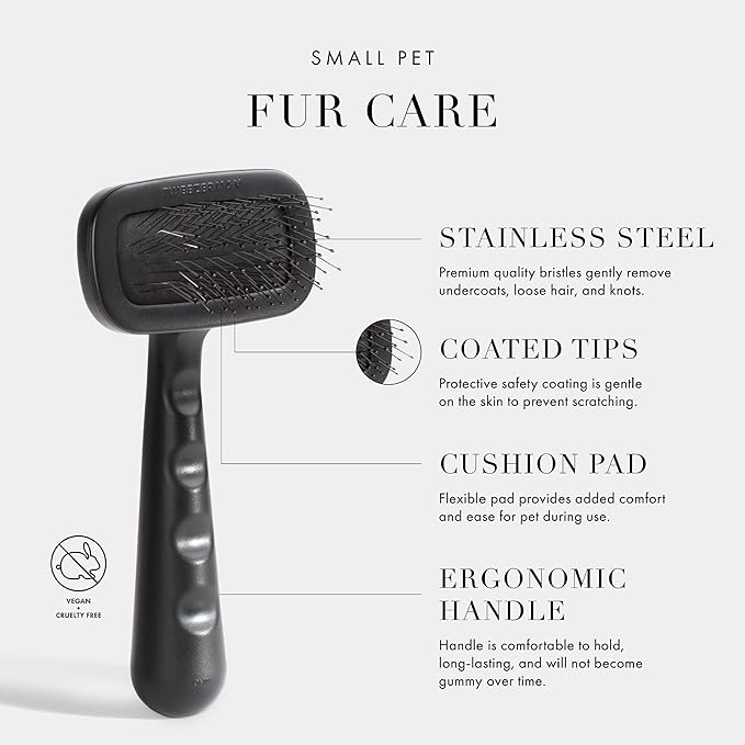 Tweezerman Dog and Cat Slicker Brush for Small Pets, Grooming Brush with Coated Bristles to Prevent Scratching and Ergonomic Handle-Mewly Pet