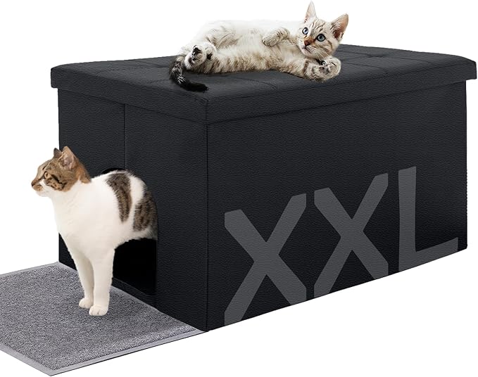 MEEXPAWS Cat Litter Box Enclosure Furniture Hidden, Cat Washroom Bench Storage Cabinet | Extra Large 35.4'' x 19.7'' x 19.7''| Dog Proof | Waterproof Inside/Easy Clean | Easy Assembly | Odor Control-Mewly Pet