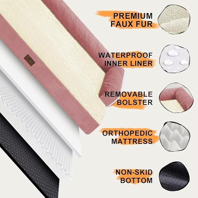 Small Dog Bed Waterproof Orthopedic Dog Beds for Medium Sized Dogs Comfy Pet Cat Bed with Sides, Washable Removable Cover-Mewly Pet