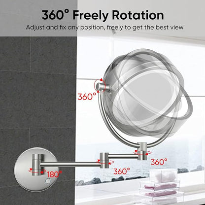 GURUN 8.5 Inch Magnifying Makeup Mirror with 3 Tones Dimmable LED Lights Double Sided Touch Control Vanity Mirror for Bathroom with 10X Magnification M1809DN (Brushed Nickel/10X)